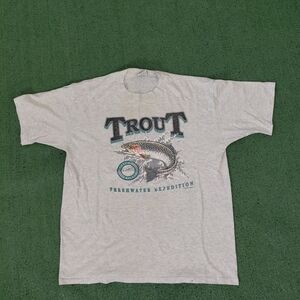 VINTAGE 1992 Trout Freshwater Expedition Catch & Release T Shirt Size XL